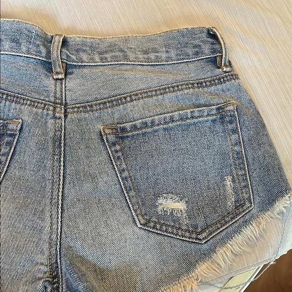 Bullhead Blue Distressed Jean Shorts with Frayed Hem - Picture 9 of 9